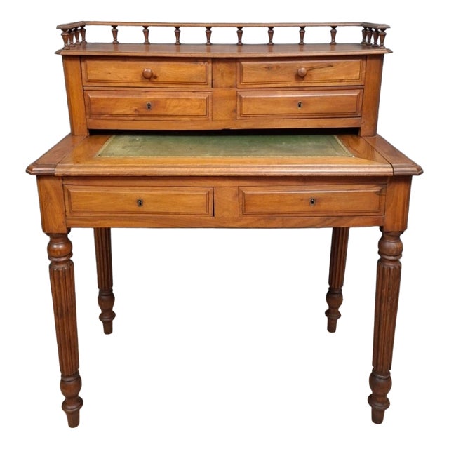 Antique 19th Century Louis Philippe Walnut Desk with Tiered Top For Sale