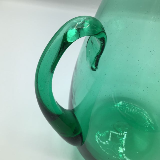 Vintage 60s Blenko Teal Pitcher/Vase Designed by Winslow Anderson. For Sale - Image 11 of 12
