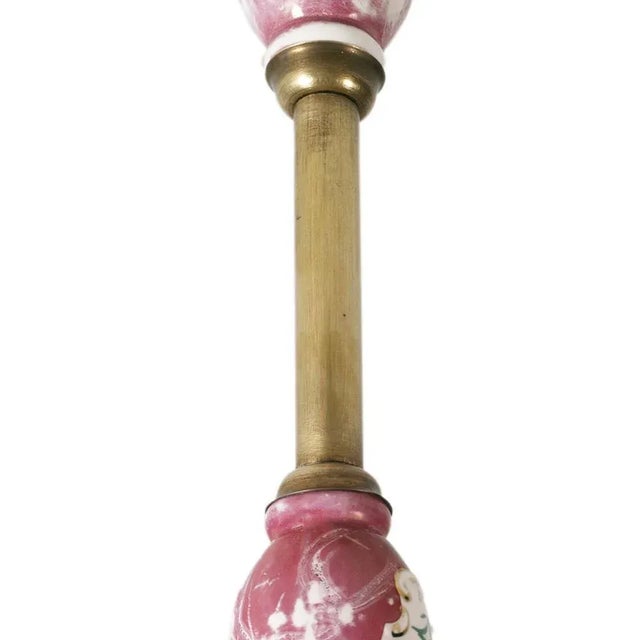 1930s Art Deco Floor Lamp with Gilt Brass Stem and Porcelain Inserts by Richard Ginori, 1930s For Sale - Image 5 of 8