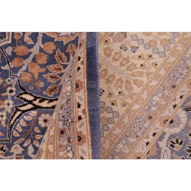 Textile Shabby Chic 1990's Pak-Persian Blue/Beige Wool Rug - 6'2'' X 8'8'' For Sale - Image 7 of 9