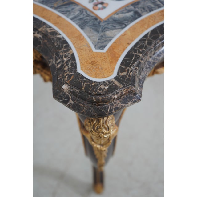 Pietra Dura Marble Top French Louis XV Console Table For Sale - Image 12 of 18