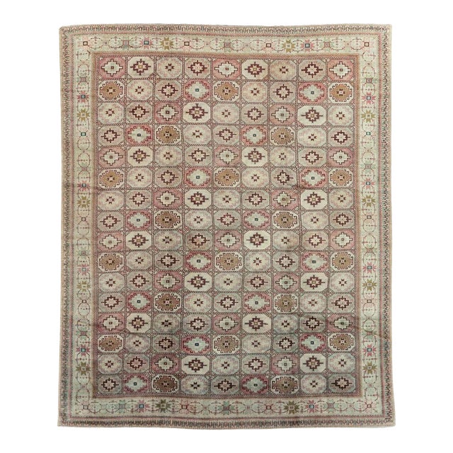 Mid-20th Century Turkish Oushak Tribal Turkoman Inspired Room Size Carpet For Sale