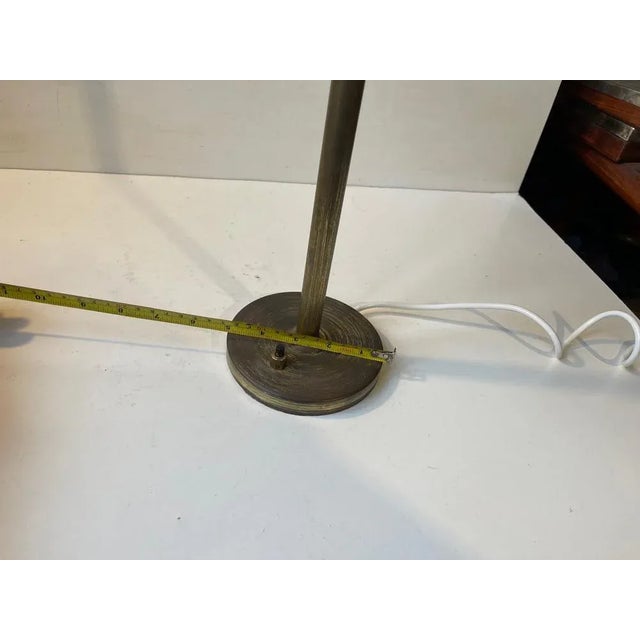 Metal Danish Table Lamp in Brass and Marble Glass from Fog & Mørup, 1940s For Sale - Image 7 of 9