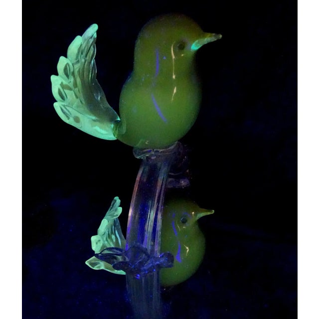 Salviati Murano Vintage Sommerso Green Yellow Birds Blue