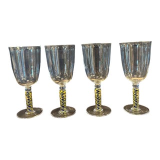 Vintage Air Twisted Stemed Wine Glasses by Nadal - Set of 4 For Sale