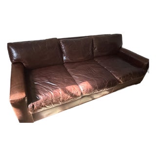 Restoration Hardware Maxwell Premium Leather Queen Sleeper Sofa – Down-Filled – 84" For Sale