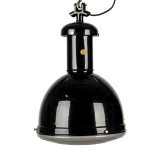 Industrial Bauhaus Black Pendant Light from Zeiss, 1930s For Sale