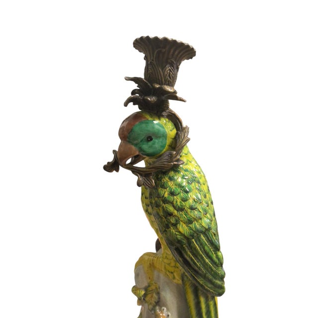 Mid 20th Century Brass Mounted Parrot Candlesticks- a Pair For Sale In West Palm - Image 6 of 8
