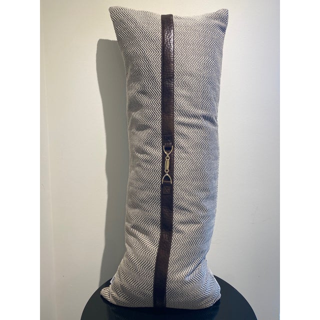 American Herringbone Buckle Detailed Lumbar Pillow For Sale - Image 3 of 5