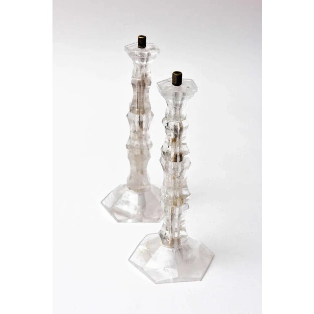 Mid 20th Century Rock Crystal Candlesticks - Pair For Sale - Image 5 of 9