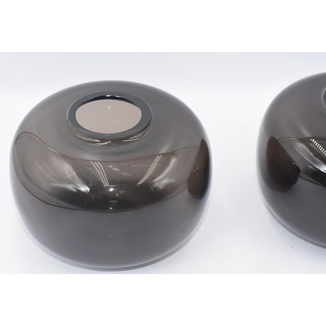 Villeroy & Boch Villeroy & Boch Vintage 1970s, Minimalist Round Art Glass Orb Vase 2pc Set For Sale - Image 4 of 9