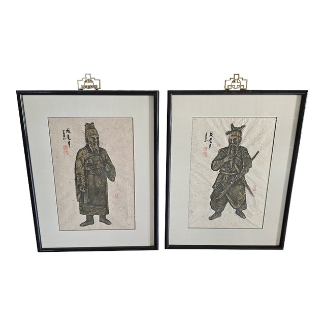 Mid-20th Century Chinese Rubbings – Astronomer & Warrior, After Han Dynasty, a Pair For Sale