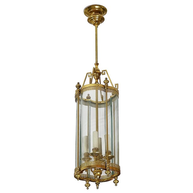 Italian Gilt Metal and Glass Lantern, 1970 For Sale - Image 6 of 6