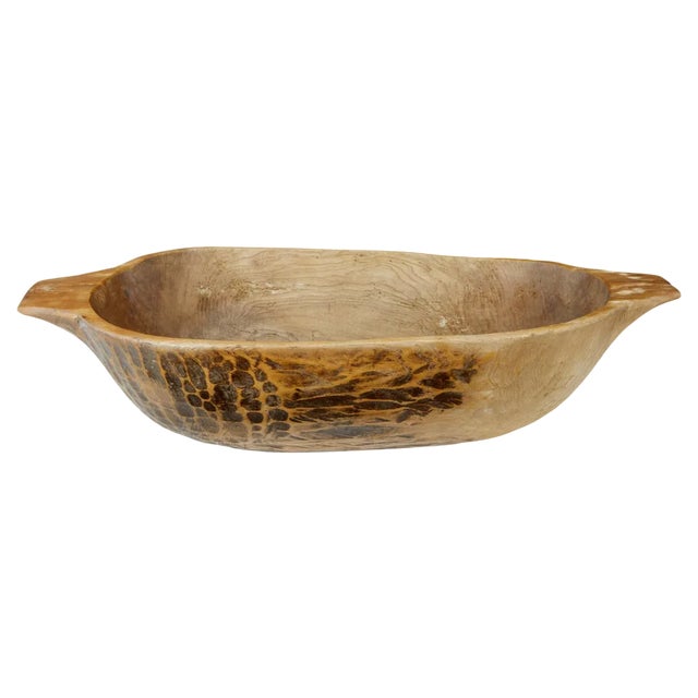 Large Rustic Dugout Hand Carved Bowl, 1890s For Sale