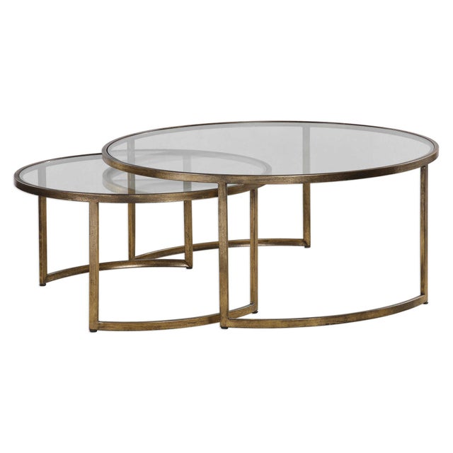 2020s Modern Gold Leaf Nesting Tables - Set of 2 For Sale - Image 5 of 5