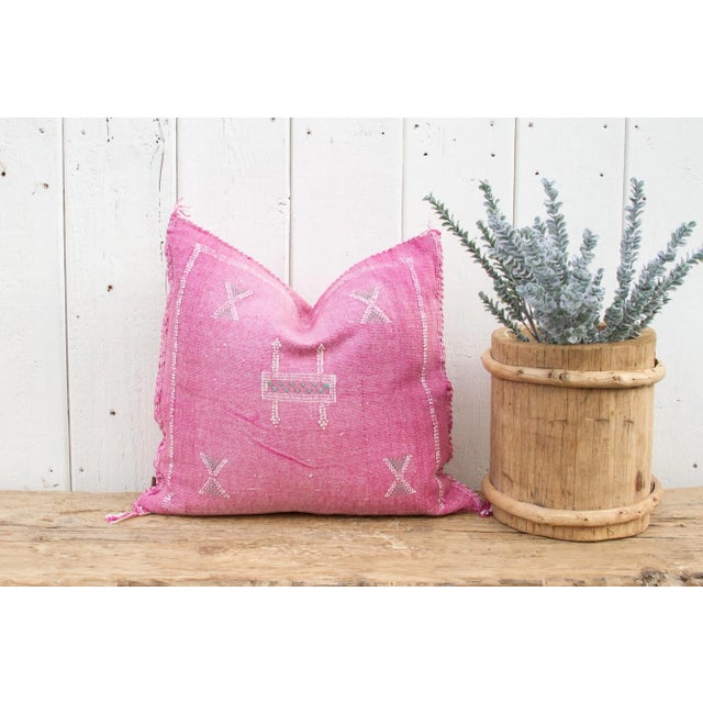 Cerise Cerise Moroccan Silk Rug Pillow For Sale - Image 8 of 9