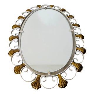 Oval Midcentury Metal Illuminated Mirror by Hillebrand, Germany, 1950s For Sale