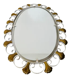 Oval Midcentury Metal Illuminated Mirror by Hillebrand, Germany, 1950s