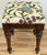 English Vintage Upholstered Bombay Company Turned Wood Stool For Sale - Image 3 of 11