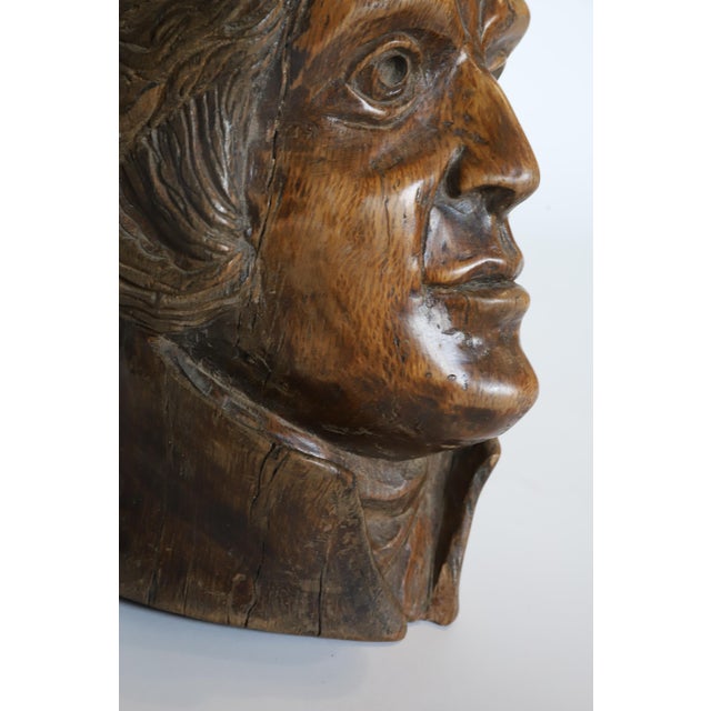 Early 20th Century Hand Carved Wooden Head Scutlpture For Sale - Image 13 of 13