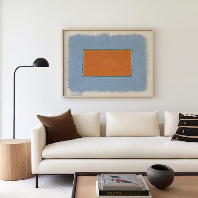 Contemporary Terracotta and Gray-Blue Abstract Minimalist Art Print, Emily Keating Snyder, 24 X 30 Print in Wood Frame For Sale - Image 3 of 4