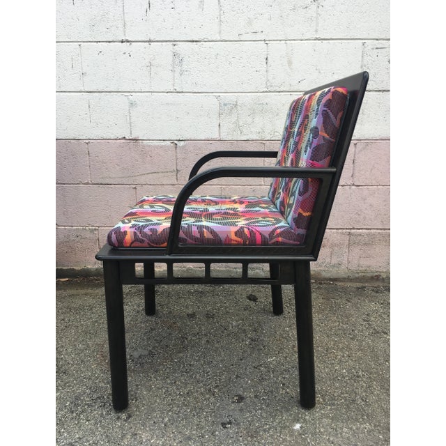 Set of 8 Ettore Sottsass “Bridge” Dining Chairs for Knoll – Postmodern 1988, Original Fabric & Labels For Sale - Image 11 of 13