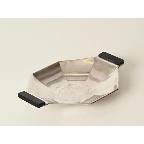 Art Deco Geometric Silver-Plated and Wood Centerpiece attributed to Original Wellner, 1930s For Sale - Image 6 of 13