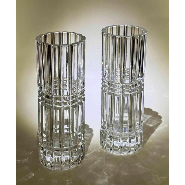Glass Vintage French Cut Glass Lead Crystal Vases - A Pair For Sale - Image 7 of 9