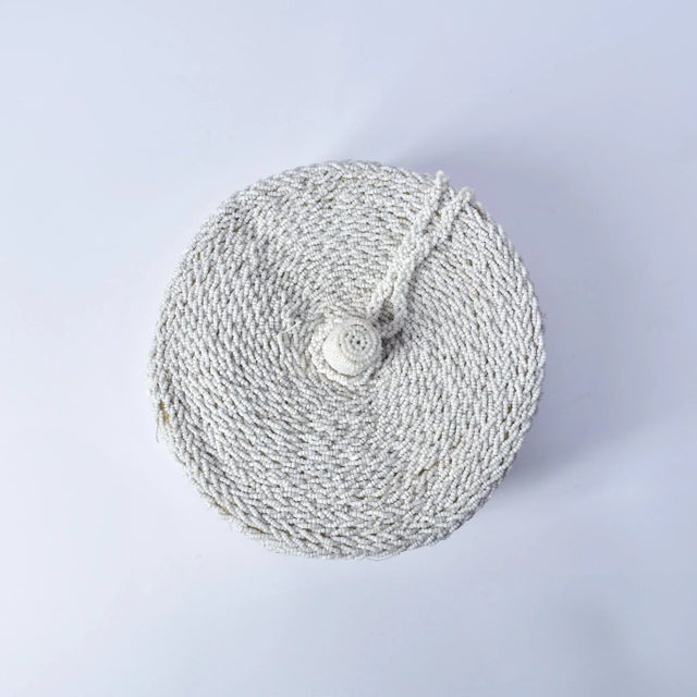 Mid 20th Century Vintage African White Beaded Hat Nigeria For Sale - Image 5 of 13