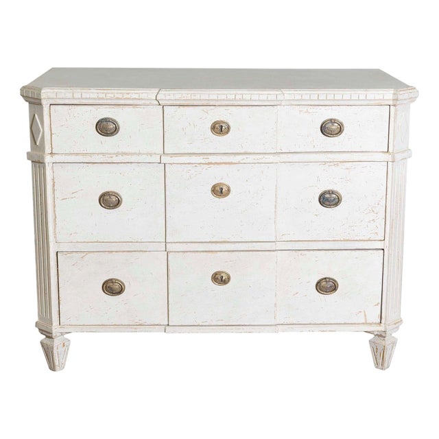 Mid 20th Century Swedish Gustavian Style Painted Chest of Drawers For Sale