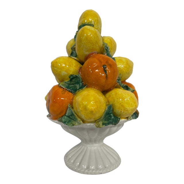 Mid 20th Century Petite Italian Lemons and Oranges Ceramic Topiary For Sale