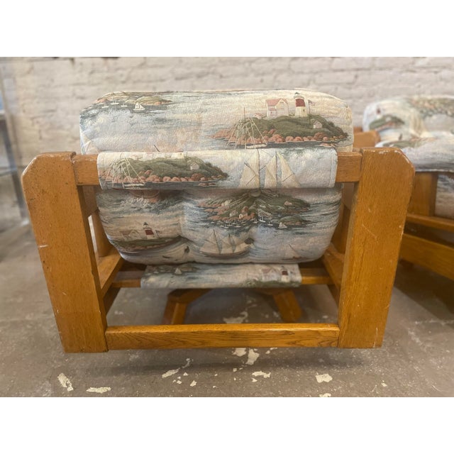 1980s Vintage Wood Rustic Swivel Chairs - a Pair For Sale In Chicago - Image 6 of 12