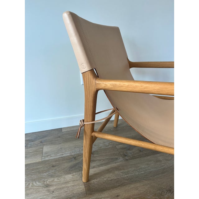 Contemporary Barnaby Lane Leather and Oak Arm Chair For Sale - Image 3 of 6