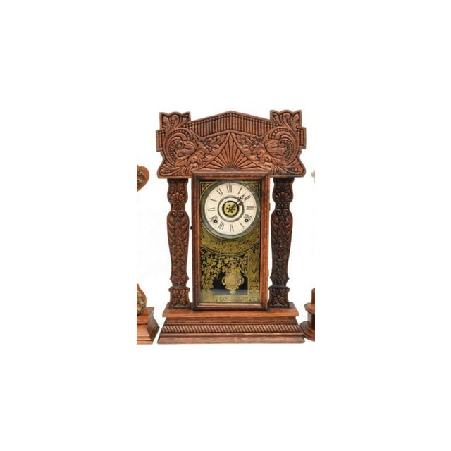 Antique Oak Gingerbread American Pacific Kitchen Clock by E. Ingraham