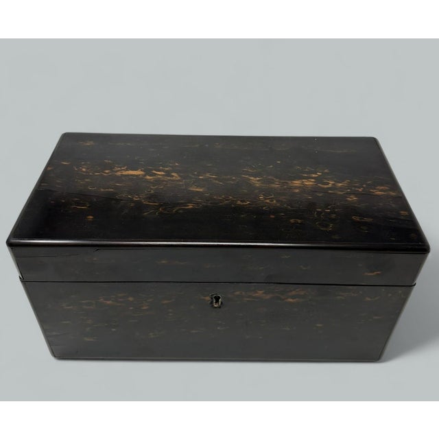 Mid 19th Century Antique English Coromandel Wooden Double Tea Caddy by Thomas Lund 19th Century For Sale - Image 5 of 9