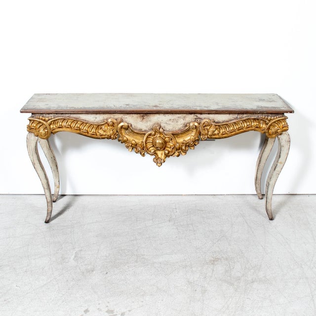 This custom made, one-of-a-kind Louis XV style Rococo wall console was handcrafted by a master artisan in the South of...