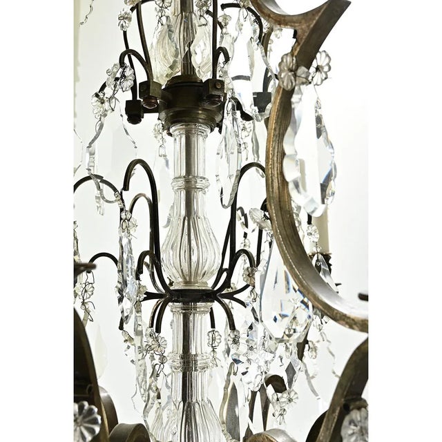 Bronze Massive French 19th Century Brass & Crystal Chandelier For Sale - Image 8 of 12