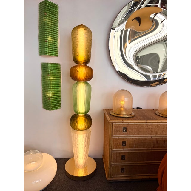 Amber Large Contemporary Totem Murano Glass Floor Lamp by Studio Ad, Italy For Sale - Image 8 of 14