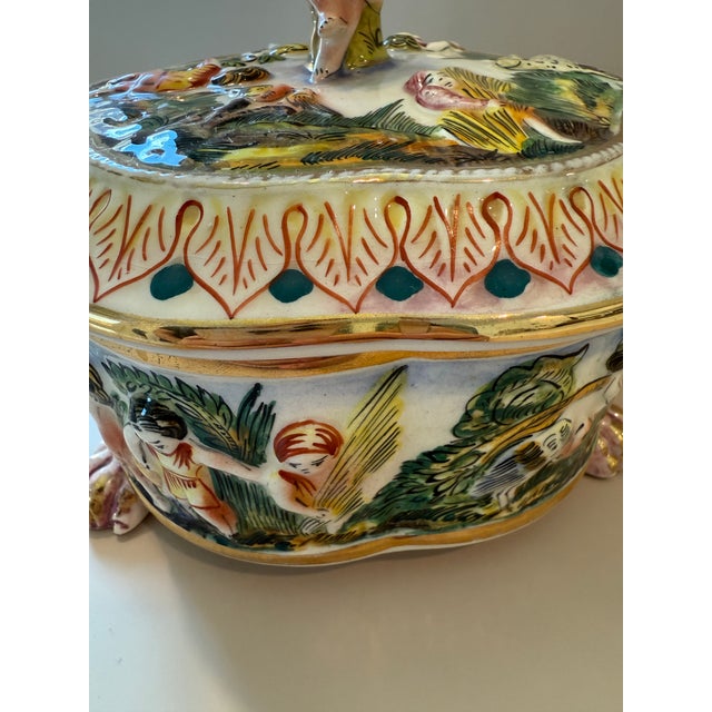 Vintage Italian Capodimonte Porcelain Lidded Box For Sale - Image 4 of 7