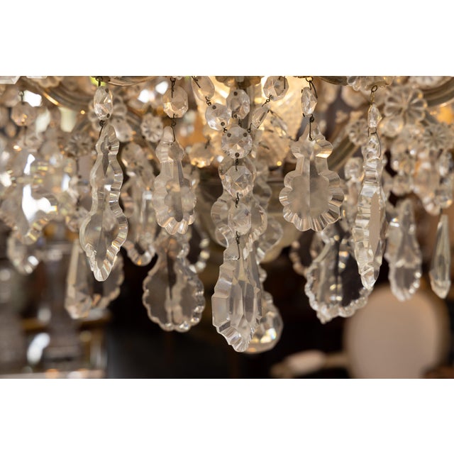 Metal Large Vintage English Regency Style 16-Light Crystal Two-Tier Chandelier For Sale - Image 7 of 9