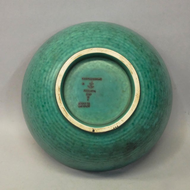 Wilhelm kåge. Large bowl, "argenta", model 1107 ii, gustavsberg, stoneware with silver decoration. marked argenta 1107 11...