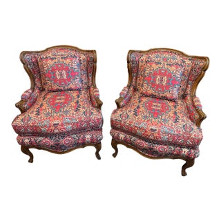Pair Antique 19th Century Louis XV Style Bergere Chairs For Sale