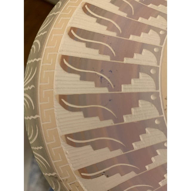 Vintage e.o. Whitegoat Navajo Pottery Colorful Etched Seed Pot For Sale - Image 11 of 12
