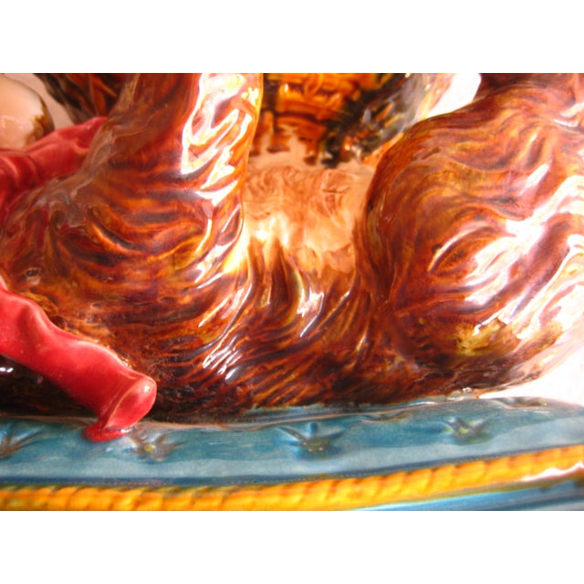 Sculpture Materials Mid 19th Century Cat and Bowl Minton Majolica Jardiniere For Sale - Image 7 of 12