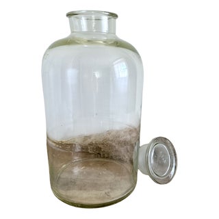 French Laboratory Glass Storage Jar with Fitted Glass Stopper, 1920s For Sale