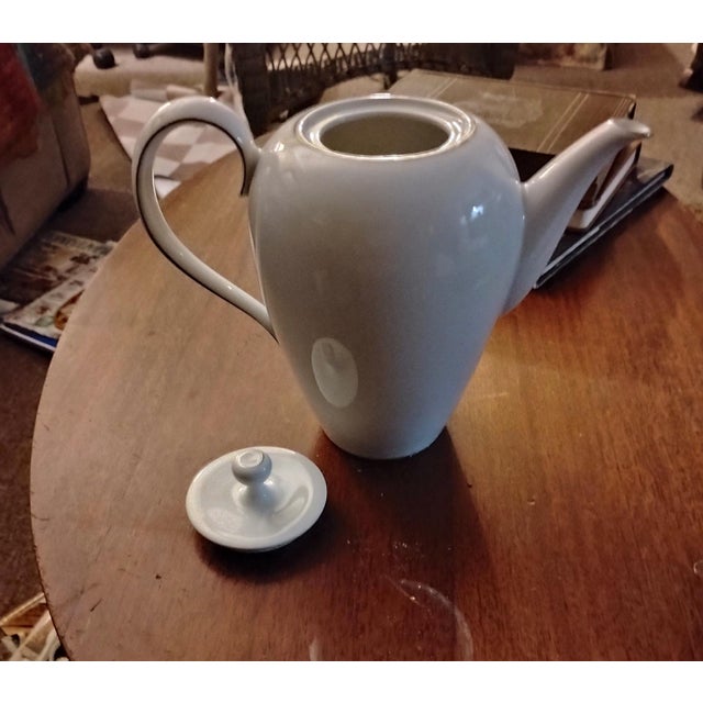 Porcelein tea pot, creamer, sugar made by Johann Haviland of Bavaria Germany. This pattern was discontinued in 1961, It is...