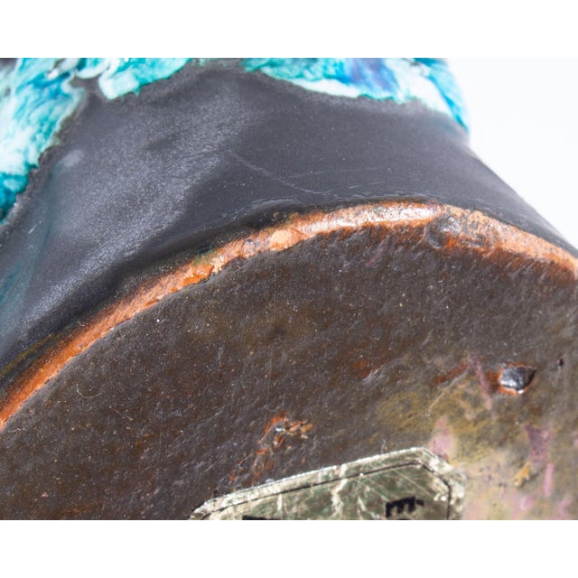 Blue Écume De Mer French Fat Lava Ceramic Vase Designed by Le Cyclope For Sale - Image 8 of 9
