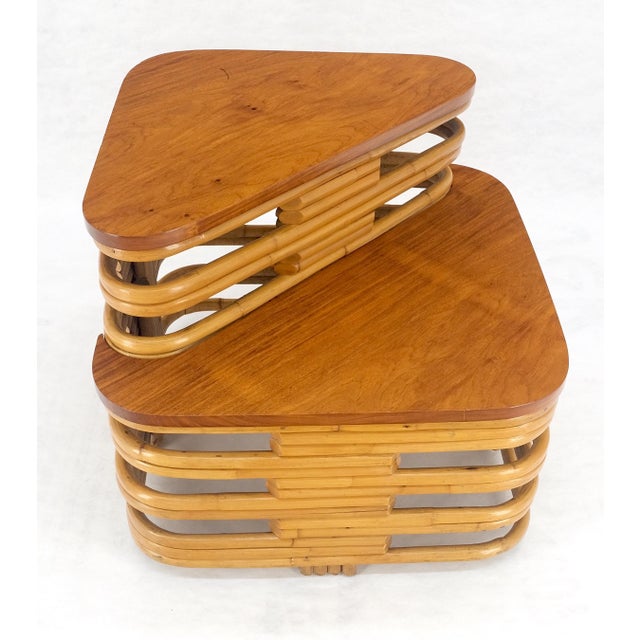 Paul Frankl Side Table Rattan Bamboo Mid Century Modern c1960s MINT