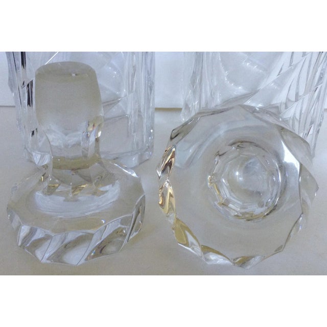 English Pair of Crystal Decanters W/ Sterling Collars For Sale - Image 3 of 4