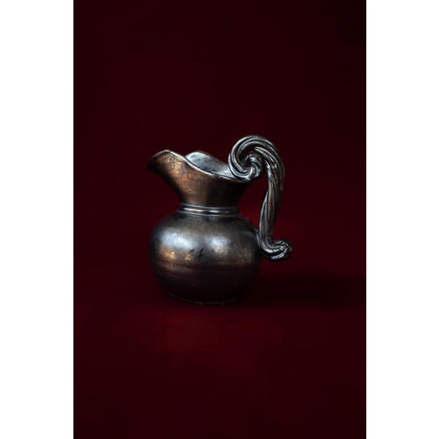 1950’s, France Metallic Charcoal Glaze Signed A.Fazio Vallauris